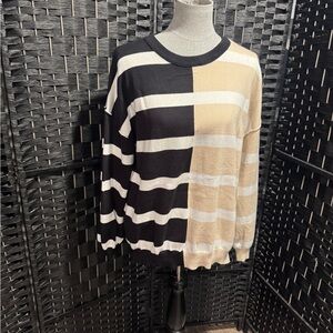 Zeagoo Striped Black and Tan Striped Sweater. Sz L. roomy and super soft